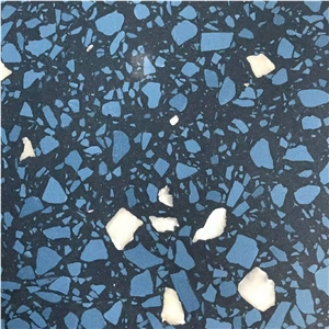 Blue color terrazzo cement floor tile