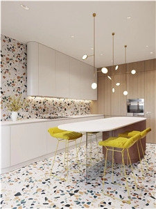 Multicolor terrazzo pattern floor tile
