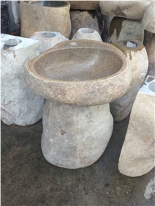Yellow River Stone Pedestal Sink