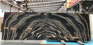 China Gold Old wood grain Marble Poished Wall Slabs 