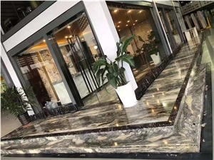 China luxury Blue Marble Polished Stone Steps & Stair Treads