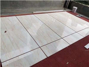 China Red Line White Jade Marble Polished Stair Treads