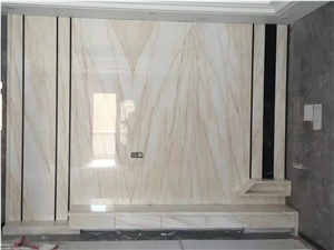 China Red Line White Jade Marble Polished Wall Cladding