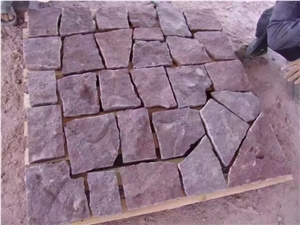 China Red Rhyolite Split Cube Stone Pavers