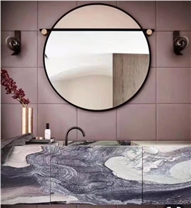 Italy Landscape Purple Marble Polished Bathroom Countertops