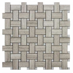 White Wood Marble Mosaic Tiles Backsplash wall floor mosaic