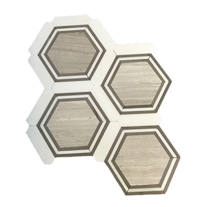 Wooden White Marble Mosaic Tiles backsplash hexagon Tiles