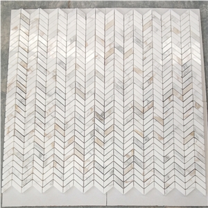 Calacatta Gold Marble Mini-Chevron Pattern Mosaic Tile