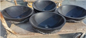China Black Nature Stone Wash Round Oval Basin Sink