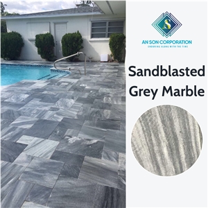 Cheap Price Sandblasted Grey Marble For Swimming Pool 