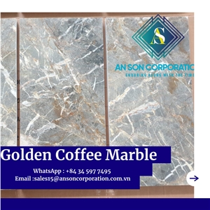 Golden Cafe Marble Dark Brown&Golden Veins Marble 30X30x1.2