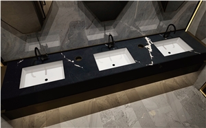Bathroom Vanities Countertop Black Quartz Stone 