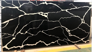 Black Pattern Quartz Stone For Interior Wall Floor 