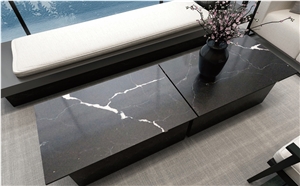 Calacatta Black Quartz Stone Livingroom Table Top