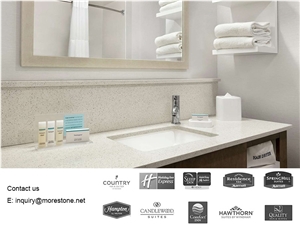 White Engineered Quartz Composite Bathroom Vanity Tops