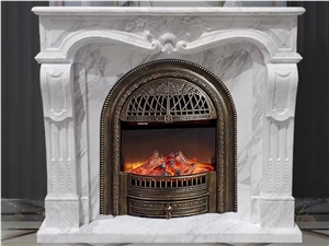 Traditional Marble Volakas White Fireplace Mantel