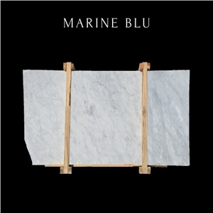 Cloudy White Marble Slab - Blue Cloudy Marble Slab