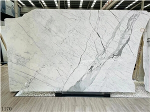 Fine Lines Snow White Flake Slab Tile In China Stone Market