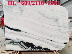 Panda White Landscape Marble Slab Tile In China Stone Market