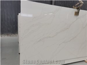 White Artificial Calacatta Quartz Stone Polished Facade Slab