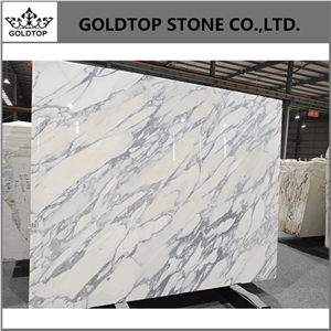 Polished Surface Calacatta Arabescato White Quartz Slab