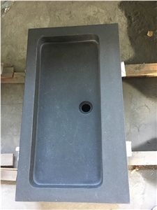 Black Green Stone Bathroom Double Sinks, Square Shape Basins