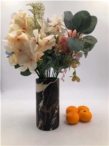 Black Marquina Marble Flower Pots, Pen Holder, Flower Vase