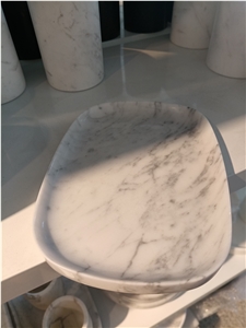 Carrara White Marble Chess Plate, Natural Stone Fruit Tray