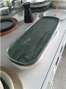 Verde Green Natural Marble Stone Chess Board And Cake Dish