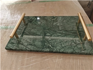 Verde Green Natural Marble Stone Chess Board And Cake Dish