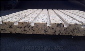 Snowy White Flamed-Cut Broken Grooved Granite Tiles