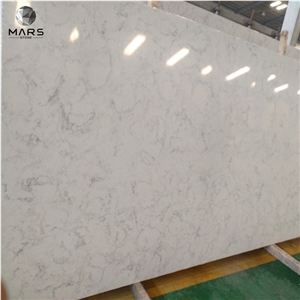 Cheaper White Carrara Look Quartz Slabs With Grey Veins