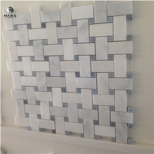 Basket Weave Backsplash Mosaic Marble Tiles For Bathroom
