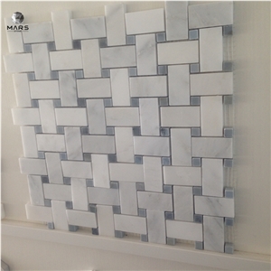 Basket Weave Backsplash Mosaic Marble Tiles For Bathroom