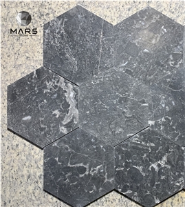 China Romantic Dark Grey Hexagon Marble Stone Mosaic 