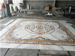 Custom Royal Arabic Majlis Water Jet Marble Flooring Designs