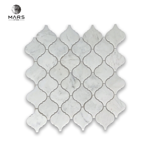 Irregular Lantern Shape Carrara White Marble Mosaic Tile