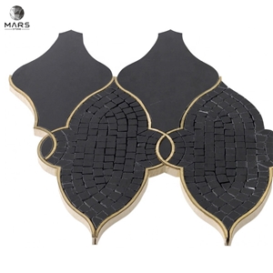 Irregular Shape Marble Metal Mosaic Tiles Stone For Kitchen