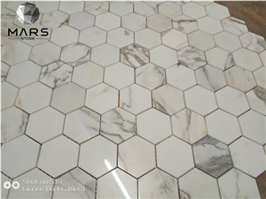 Italy Calacatta Gold Marble Mosaic Tile For Bathroom Floor