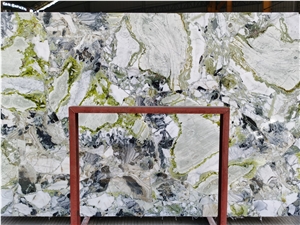 Luxury White And Green Marble Slab