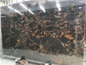Polished Nero Athens Portoro Black Marble Slab