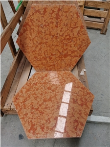 Polished Red Verona Marble Hexagon Tile