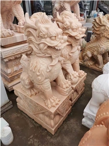Red Sunset Marble Chinese Dragon Sculpture Landscape Statue