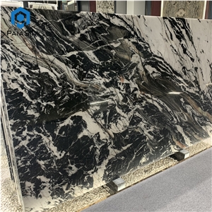 Natural Bvlgari Black Marble With White Veins Slabs For Wall