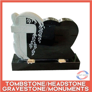 Handcraft Cross Black Color Granite Headstones &Tombstones