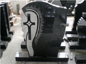 Handcraft Cross Black Color Granite Headstones &Tombstones
