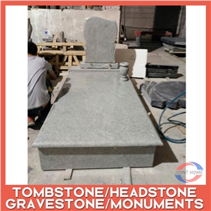 New China Viscount White Grey Granite Tombstone Monuments