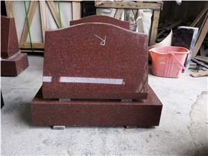 Wanga Red Granite Single Heart Shaped Monument Tombstone