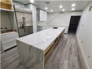 Calacatta White Artificial Quartz Kitchen Countertop