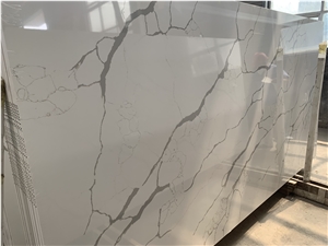 Calacatta White Quartz Slabs Solid Surface Stone